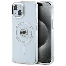 Karl Lagerfeld IML Metalinis Karl Galvos Magnetinis dėklas iPhone 15 baltas