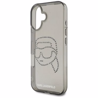 Karl Lagerfeld IML Rhinestones Karl Head dėklas telefonui iPhone 16 Pro juodas
