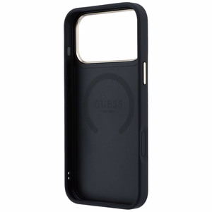 Guess Peony 4G Small Logo MagSafe dėklas, skirtas iPhone 17 Pro Max / 18 Pro Max, juodas