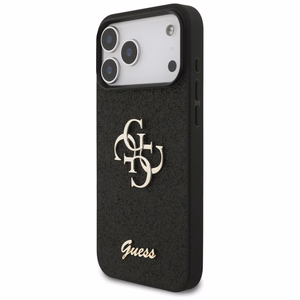 Guess Fiksuotas Blizgus Didelis 4G dėklas telefonui iPhone 17 Pro Max - juodas