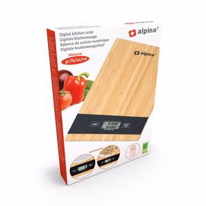 Alpina skaitmeninės bambukinės virtuvinės svarstyklės, iki 5 kg