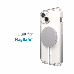 Speck Gemshell + MagSafe dėklas, skirtas iPhone 15 Plus / 14 Plus, su Microban antimikrobine apsauga, skaidrus