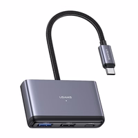 USAMS adapteris HUB 5w1 USB 2.0/USB 3.0/ USB-C/TF/SD tamsiai pilkas SJ628HUB01 (US-SJ628)