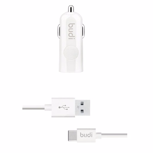Budi BD062T car charger with 1 USB-A port, with LED indicator, with USB-C cable