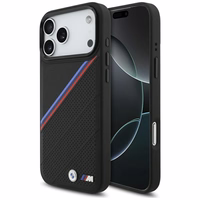 BMW M Tricolor Metal Logo MagSafe dėklas telefonui iPhone 17 Pro Max - juodas