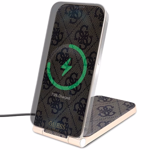 "Guess 4G Pattern MagSafe" sulankstomas 2in1 15W indukcinis įkroviklis - rudas