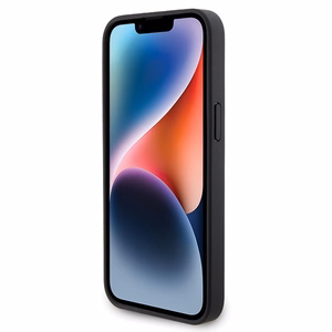 Ferrari dygsniuotas metalo logotipa dėklas iPhone 15 Pro Max – juodas