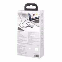 Šakotuvas 4in1 Baseus Metal Gleam Series, USB-C į USB 3.0 + USB 2.0 + HDMI + USB-C PD