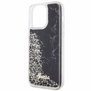 Guess GUHCP14XLCSGSGK iPhone 14 Pro Max 6.7" juodas/juodas kietas dėklas Liquid Glitter Marble