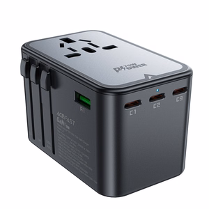 Universalus kelioninis įkroviklis Acefast Z1 75W GaN 2xUSB-A/3xUSB-C juodas