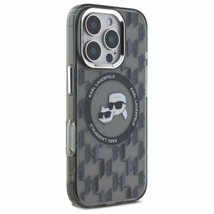 Karl Lagerfeld IML Monograma Karl & Choupette Head Magnetinis dėklas telefonui iPhone 16 Pro - juodas