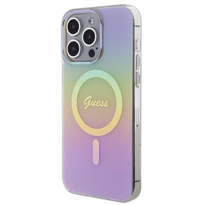 Guess IML Iridescent Magnetinis dėklas telefonui iPhone 15 Pro - rožinis