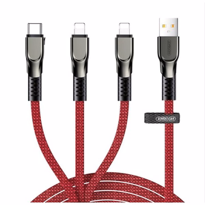 USB laidas Joyroom 3in1 raudonas 130cm (iki 3.5A / 480 mbps)