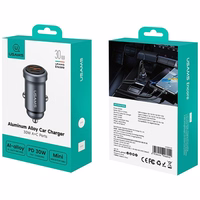 Automobilinis įkroviklis USAMS CC322 30W 1xUSB-A 1xUSB-C tarnish