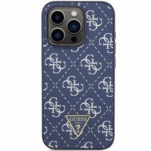 Guess 4G Triangle Metal Logo dėklas telefonui iPhone 15 Pro - mėlynas