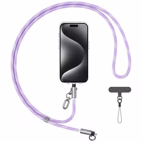 Telefono dirželis su įkrovimo laidu Usams SJ746 30W USB-C į Lightning 1.2m violetinis