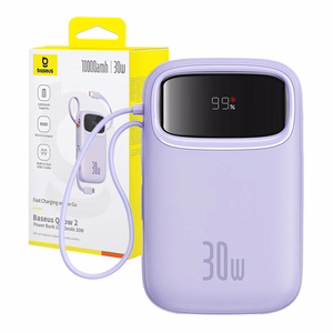 Išorinė baterija Baseus QPow 2 10000mAh 30W 2xUSB-C (violetinė)