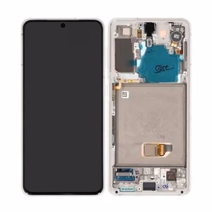 Ekranas Samsung G991 S21 5G su lietimui jautriu stikliuku ir rėmeliu Phantom White originalus (used Grade B)