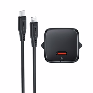 Acefast A118 30W GaN USB-C tinklo įkroviklis su 1.2m USB-C į Lightning laidu - juodas