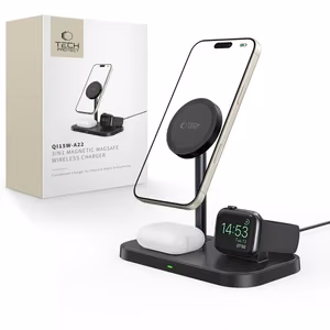 Tech-Protect QI15W-A22 MagSafe 3 в 1 индуктивное зарядное устройство с подставкой для смартфона Apple Watch AirPods - чёрный
