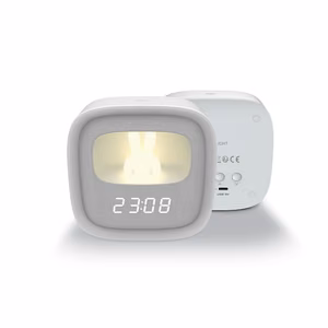 Alarm clock with LED Bunny night light PURE FNL-06 AURORA baltas square Forever Light