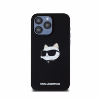 Karl Lagerfeld silikoninis Choupette Head magnetinis dėklas telefonui iPhone 15 Pro - juodas