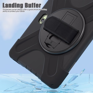 JM Rugged Case Grip dėklas Samsung Galaxy Tab Active Pro/ Active4 Pro/ Active5 Pro su dirželiu juodas