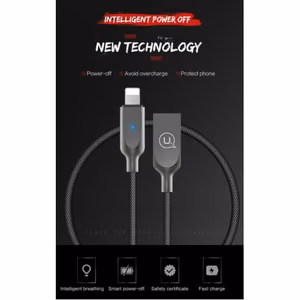 USB laidas USAMS SJ154 juodas Lightning 120cm (LED indikatoriaus)