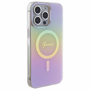 Guess IML Iridescent Magnetinis dėklas telefonui iPhone 15 Pro - rožinis