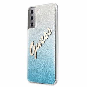 Guess GUHCS21MPCUGLSBL S21+ G996 синий/синий жёсткий чехол Glitter Gradient Script