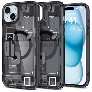 Spigen Ultra Hybrid Mag dėklas su MagSafe iPhone 15 Plus - tamsiai pilkas (Zero One raštas)