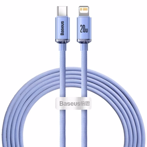 Кабель USB Baseus "Crystal Shine" фиолетовый Type-C / Lightning 200 см (до 20W)