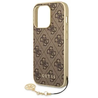 Guess GUHCP14LGF4GBR iPhone 14 Pro 6.1 "rudas / rudas kietas dėklas 4G Pakabukų Kolekcija