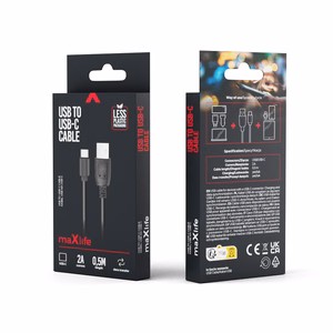 Maxlife кабель USB - USB-C 0,5 m 2A черный