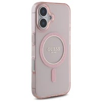 Guess GUHMP16SHFGEREP iPhone 16 6.1" rožinis/rožinis kietas dėklas IML Glitter Circle Magnetinis