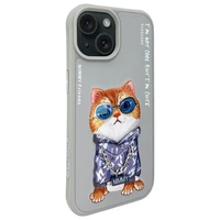 Nimmy Glasses Cool Cat iPhone 15 dėklas - pilkas
