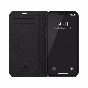 Adidas OR knygos tipo dėklas BASIC iPhone 12 Pro Max - juodas ir baltas
