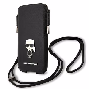 Karl Lagerfeld rankinė KLHCP12MOPHKMK 6,1" juoda hardcase Saffiano Ikonik Karl's