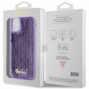 Guess Sequin Script Metal dėklas telefonui iPhone 11 / Xr - violetinis