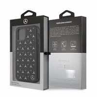 Mercedes Sidabrinių žvaigždžių rašto dėklas iPhone 12 Pro Max - juodas