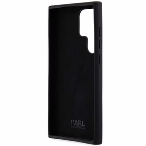 Karl Lagerfeld silikoninis Ikonik metalinis smeigtukas dėklas telefonui Samsung Galaxy S23 Ultra - juodas