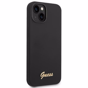 Guess GUHCP14MSLSMK iPhone 14 Plus 6.7 "juodas/juodas kietas dėklas Silicone Vintage Gold Logo