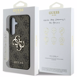 Guess didelis 4G logotipo dėklas Samsung Galaxy S25 rudas