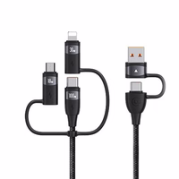 USAMS Laidas U85 2xUSB-C/USB/Micro-USB/ Lightning 6w1 1,2m 100W PD Fast Charge juodas SJ645USB01 (US-SJ645)