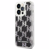 Karl Lagerfeld KLHCP14LLMNMK iPhone 14 Pro 6.1 kietasis dėklas juodas skystas blizgutis Monogram