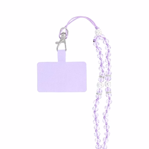 CRYSTAL DIAMOND telefono dirželis, telefono pakabukas / virvelės ilgis 74 cm (37 cm kilpoje) / ant kaklo – violetinis