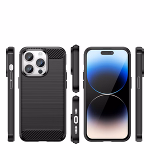 Karboninis dėklas iPhone 14 Pro Max - gelio nugaros dangtis, juodos spalvos