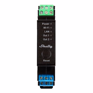 Shelly Pro 2PM DIN bėgio 2 kanalų relė, WiFi/LAN (galios matavimas)