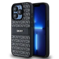 DKNY Odinis mono juostos ir metalinio logotipo dėklas iPhone 15 Pro Max - juodas (m)