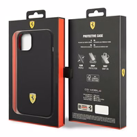 Dėklas telefonui Ferrari FEHCP14SSIBBK iPhone 14 6.1 juodas silikoninis metalinis logotipas